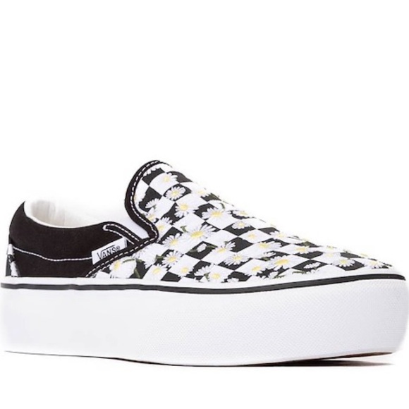 Vans Shoes - Vans Black and White Daisy Checkered Platform Slip-Ons